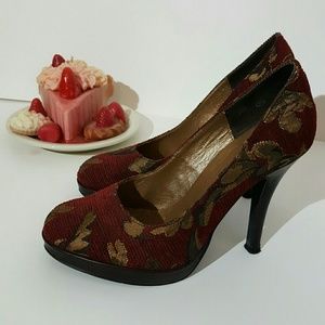 Heels women shoes floral canvas size 36